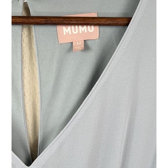 Show Me Your Mumu M Emily Empire Maxi Dress Blue Chiffon Flutter Sleeve - Picture 3 of 11